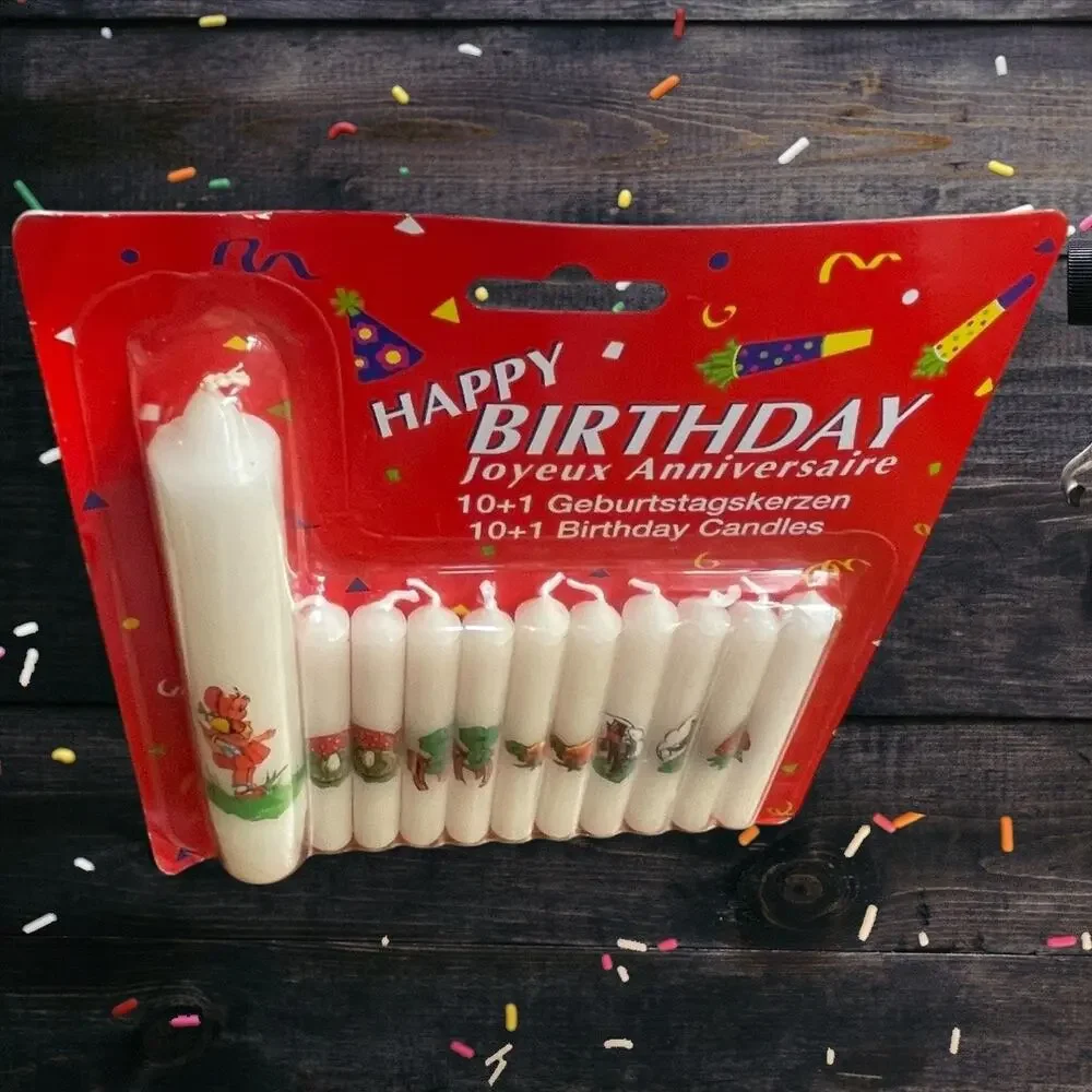 Rare Vtg. Birthday Candles 10 + 1 Larger Candles Mushrooms Girl Boy Luck Germany